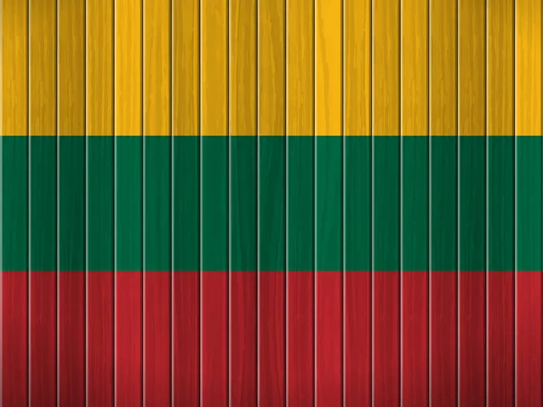 Tahta Arka Planda Litvanya Bayrağı Vektör Illüstrasyonu — Stok Vektör