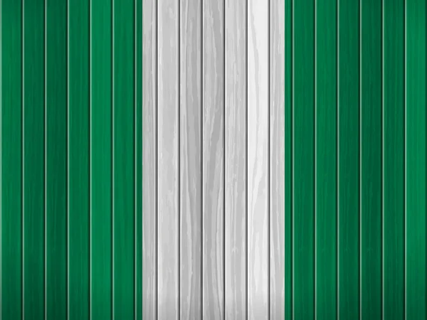 Nigeria Flag Wooden Background Vector Illustration — Stock Vector