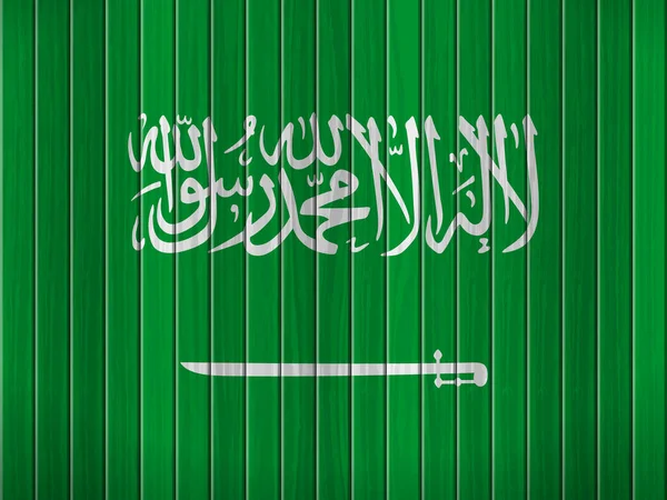 Bendera Arab Saudi Dengan Latar Belakang Kayu Ilustrasi Vektor - Stok Vektor