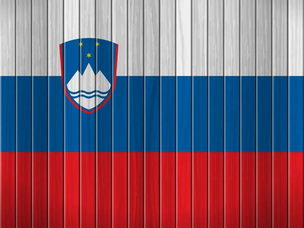 Ahşap Arka Planda Slovenya Bayrağı Vektör Illüstrasyonu — Stok Vektör