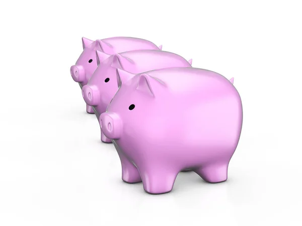 Bancos Porquinhos Fundo Branco Ilustração — Fotografia de Stock