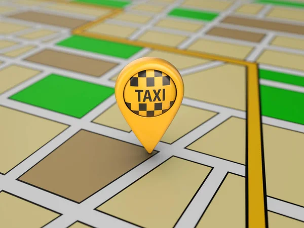 Cartel Taxi Mapa Ciudad Ilustración — Foto de Stock