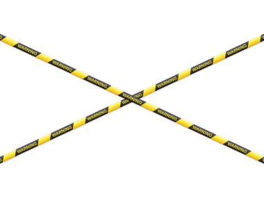 Beyaz arka planda uyarı bandı. Vektör illüstrasyonu.