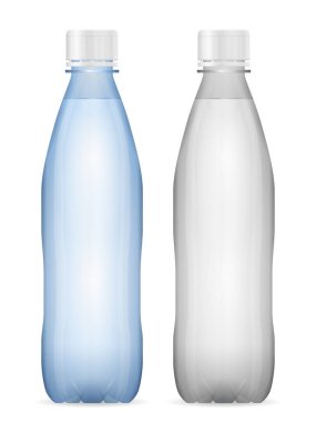 Beyaz arka planda su şişesi var. Vektör illüstrasyonu.