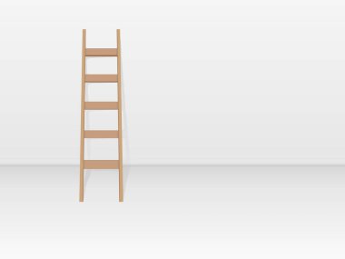 Beyaz odadaki merdiven. Vektör illüstrasyonu.