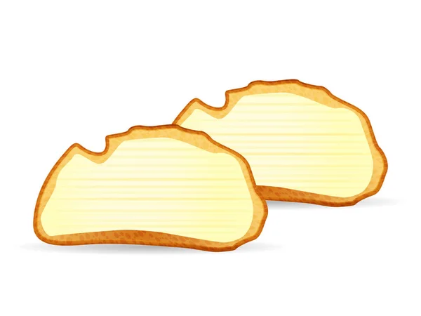 Tosty Chlebowe Masłem Białym Tle Ilustracja Wektora — Wektor stockowy