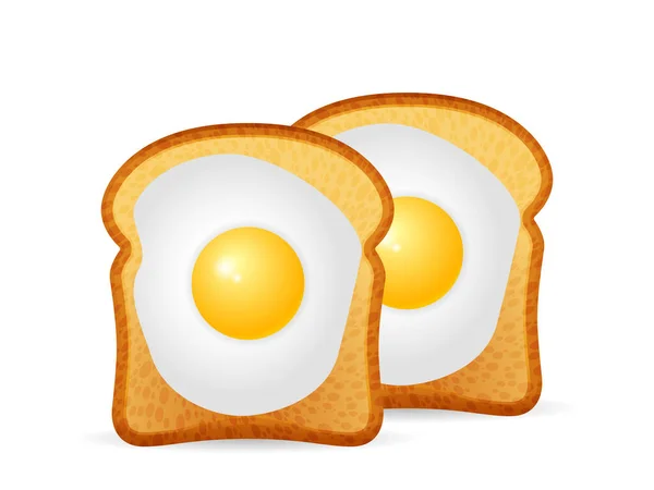 Toasts Pain Avec Oeuf Sur Fond Blanc Illustration Vectorielle — Image vectorielle