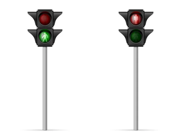 Traffic Light Pedestrian Set White Background Vector Illustration — Stock Vector