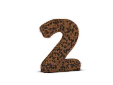 Beyaz arka planda iki numaralı kürk. 3d illüstrasyon.