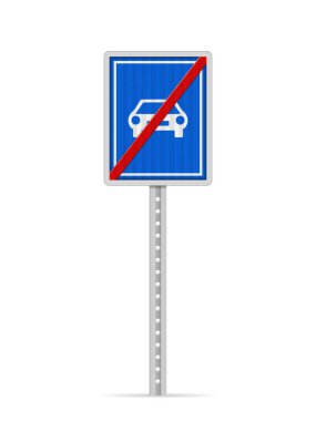 Beyaz arka planda trafik işaretinin sonu. Vektör illüstrasyonu.