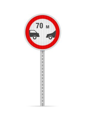 Beyaz arka planda asgari takip mesafesi tabelası. Vektör illüstrasyonu.