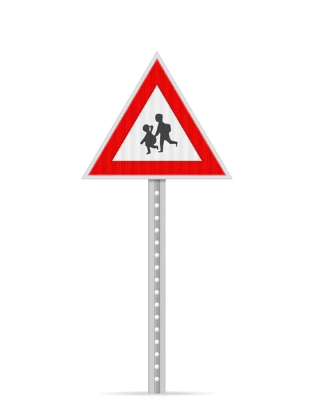 Children Road Sign White Background Vector Illustration — Stock Vector