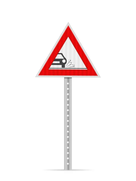 白い背景に危険な側の道路標識 ベクターイラスト — ストックベクタ