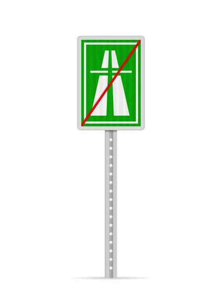 End Highway Road Sign White Background Vector Illustration — Stock Vector