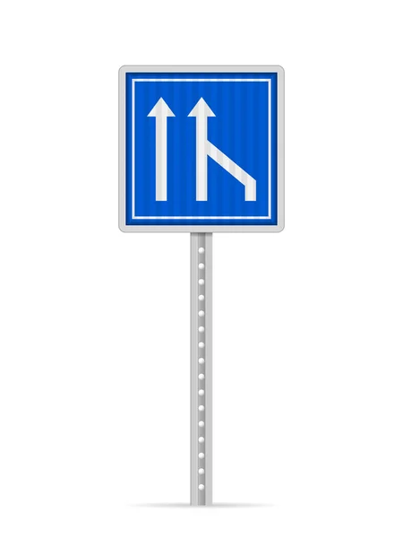 End Additional Lane Road Sign White Background Vector Illustration — Stock Vector