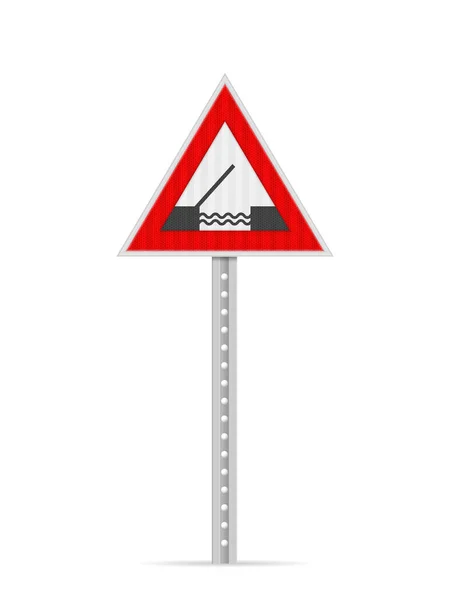 Drawbridge Road Sign White Background Vector Illustration — Stock Vector