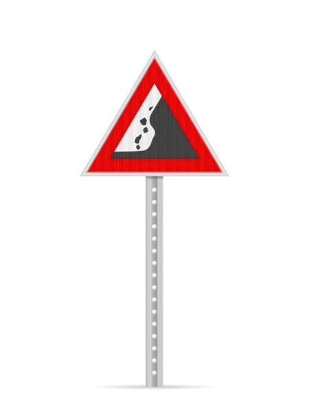 Falling Rocks Road Sign White Background Vector Illustration — Stock Vector