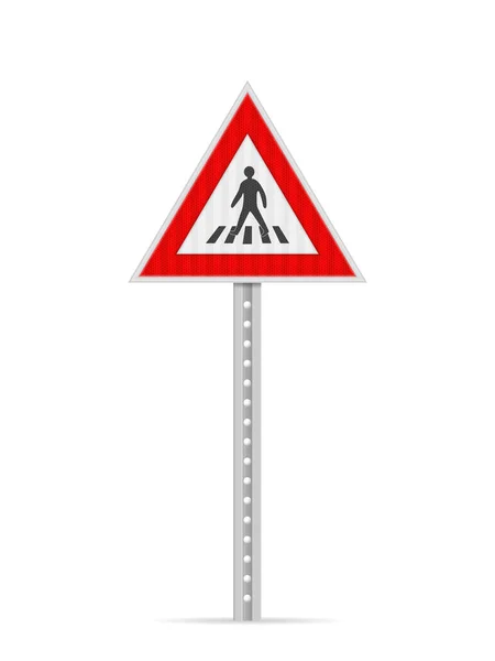 Pedestrian Crossing Road Sign White Background Vector Illustration — Stock Vector