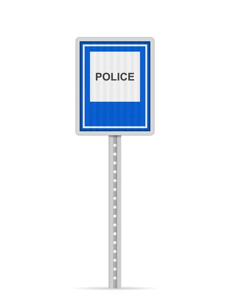 Police Road Sign White Background Vector Illustration — Stock Vector