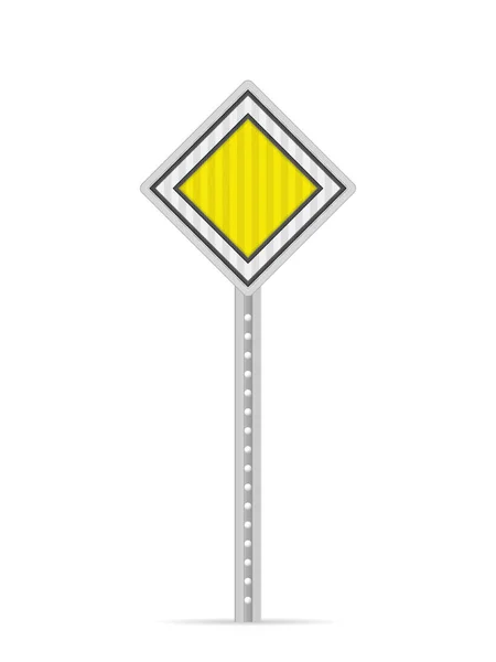 Priority Road Sign White Background Vector Illustration — Stock Vector