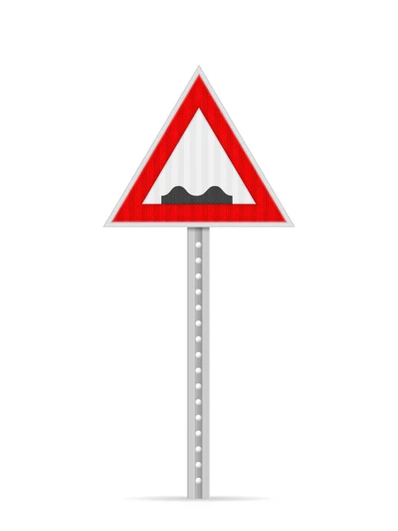 Rough Road Road Sign White Background Vector Illustration — Stock Vector