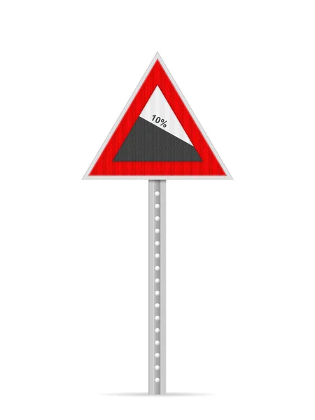 Steep Downgrade Road Sign White Background Vector Illustration — Stock Vector