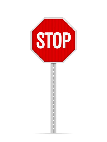 Stop Road Sign White Background Vector Illustration — Stock Vector