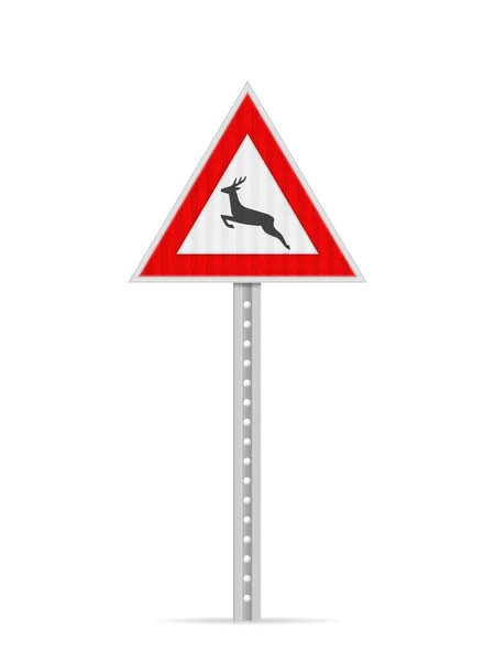 Wild Animals Road Sign White Background Vector Illustration — Stock Vector