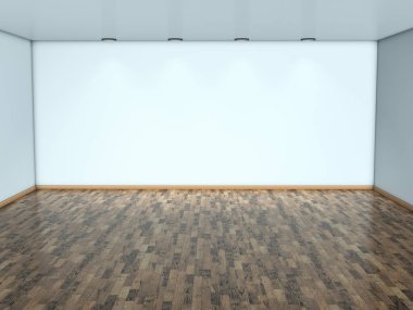 Boş bir evde boş bir oda. 3d illüstrasyon.