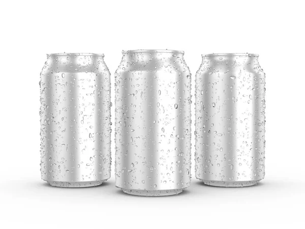 Aluminiumdosen Auf Weißem Hintergrund Illustration — Stockfoto
