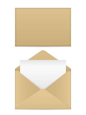 Zarf beyaz arka planda ayarlandı. Vektör illüstrasyonu.