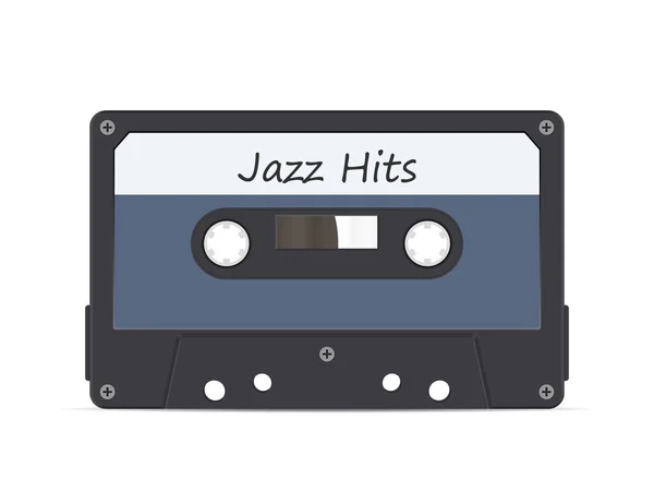 Cassette Tape Jazz Hits White Background Vector Illustration — Stock Vector