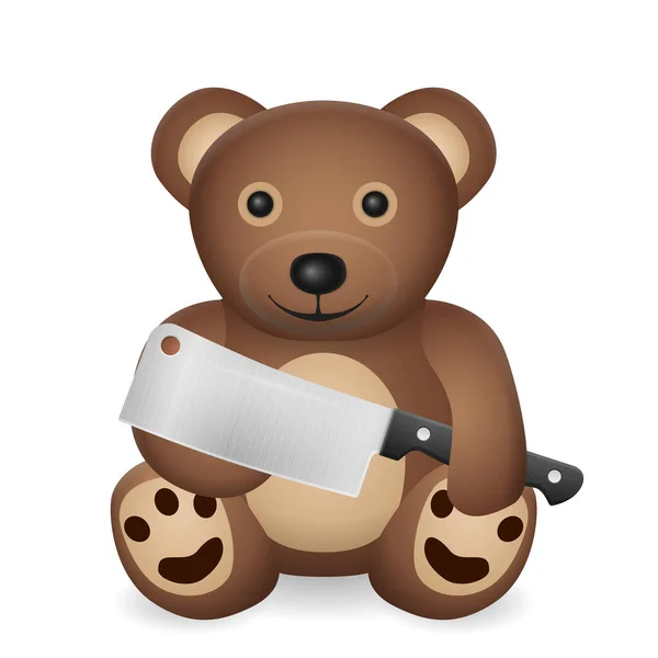 Teddybär Mit Küchenspalter Auf Weißem Hintergrund Vektorillustration — Stockvektor