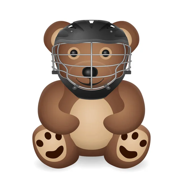 Teddy Bear Lacrosse Helmet White Background Vector Illustration — Stock Vector