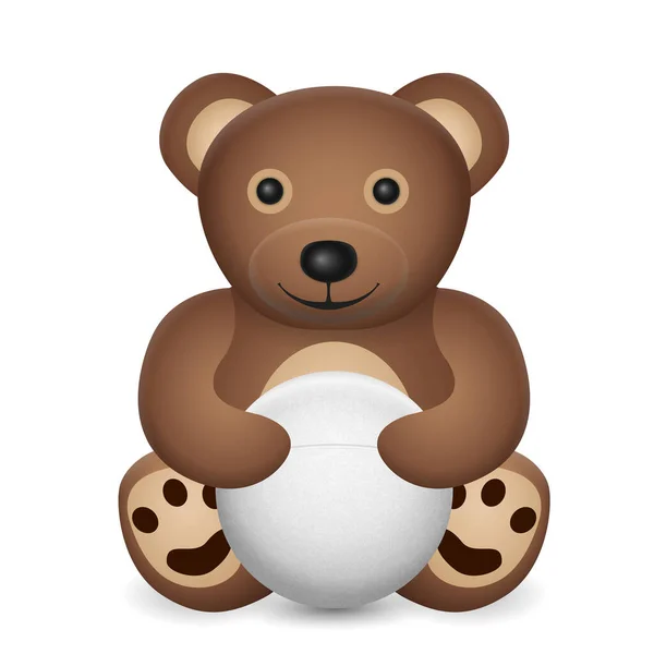 Teddybjörn Med Lacrosse Boll Vit Bakgrund Vektorillustration — Stock vektor
