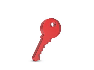 Beyaz arka planda cam anahtar sembolü. 3d illüstrasyon.