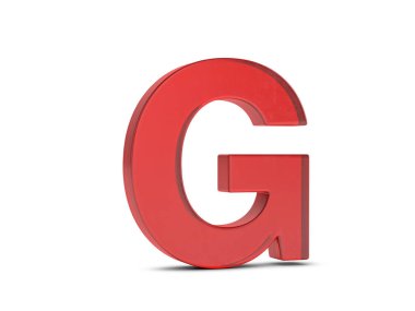 Beyaz arka planda cam G harfi. 3d illüstrasyon.