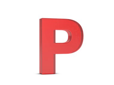 Beyaz arka planda cam harf P. 3d illüstrasyon.