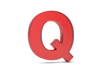 Beyaz arka planda cam Q harfi. 3d illüstrasyon.