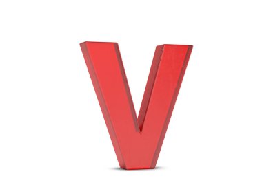 Beyaz arka planda V harfi var. 3d illüstrasyon.