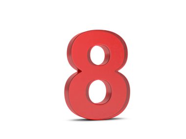 Beyaz arka planda 8 numaralı bardak. 3d illüstrasyon.