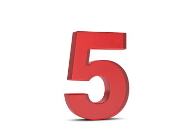 Beyaz arka planda beş numaralı cam. 3d illüstrasyon.