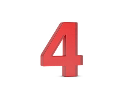 Beyaz arka planda dört numaralı cam. 3d illüstrasyon.