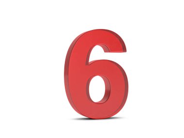 Beyaz arka planda 6 numaralı cam. 3d illüstrasyon.