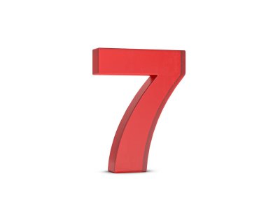 Yedi numaralı cam beyaz arka planda. 3d illüstrasyon.