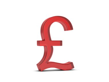 Beyaz arka planda cam pound sembolü. 3d illüstrasyon.