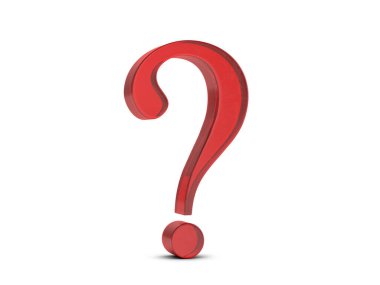 Beyaz arka planda cam soru sembolü. 3d illüstrasyon.