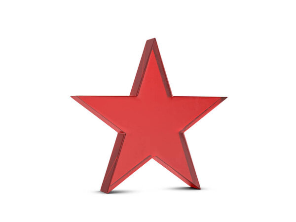 Glass star symbol on a white background. 3d illustration.