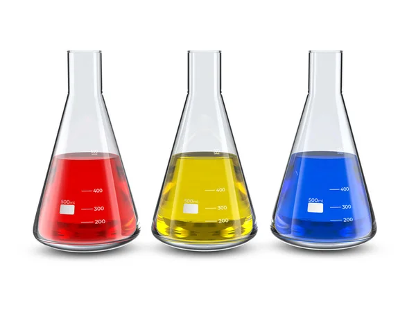 Erlenmeyer Flasks White Background Illustration — Stock Photo, Image