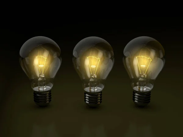 Light Bulbs Black Background Illustration — Stock Photo, Image
